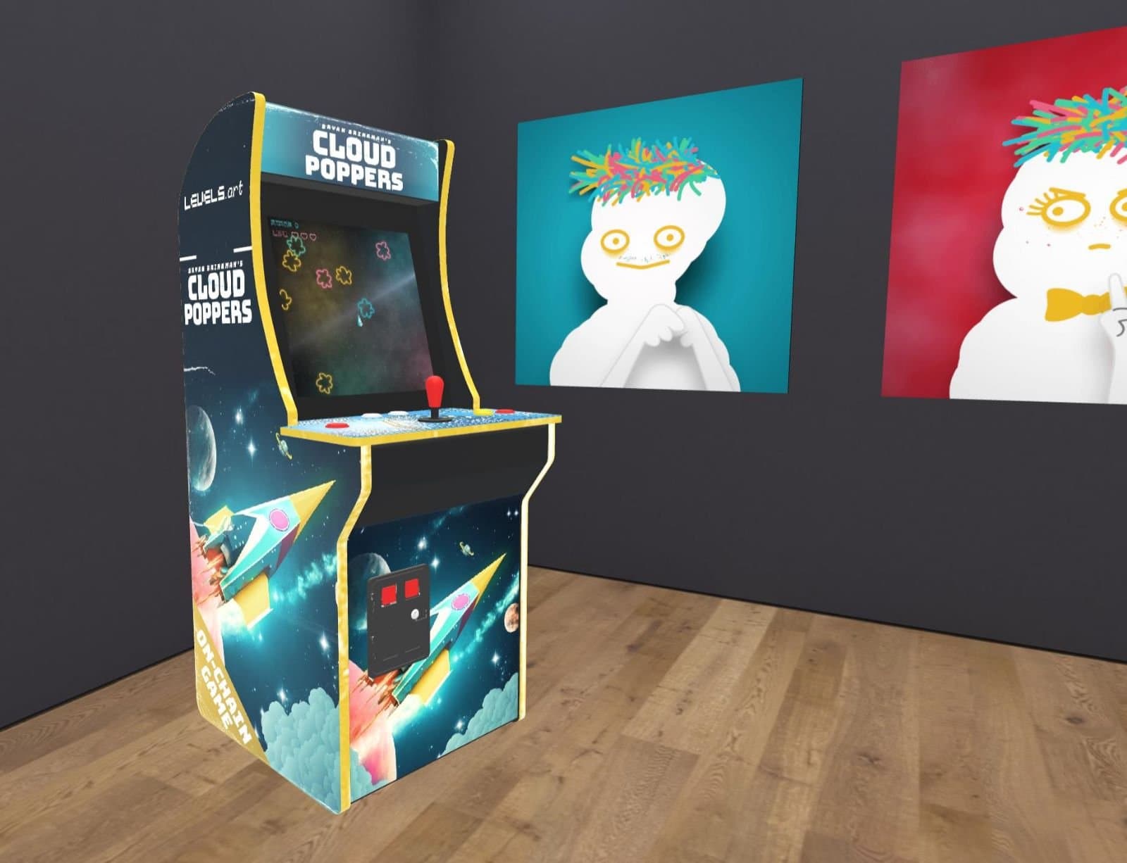 Cloud Poppers Arcade Cabinet — 3D GLB NFT
